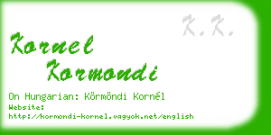 kornel kormondi business card