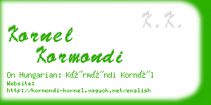 kornel kormondi business card